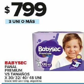 Carrefour Maxi Pañales babysec premium 30/32/40/48uni oferta