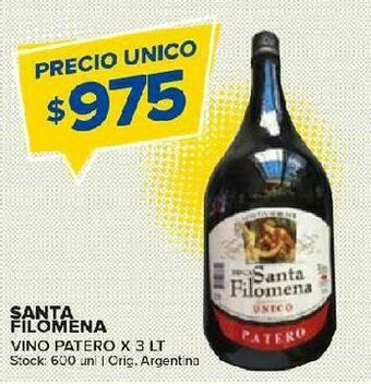 Carrefour Maxi Vino patero santa filomena 3l oferta