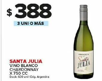 Carrefour Maxi Vino blanco santa julia chardonnay 750cc oferta