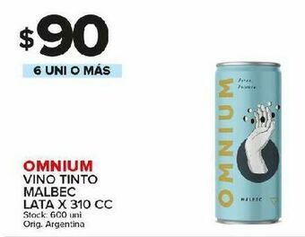 Vino tinto omnium malbec lata 310cc