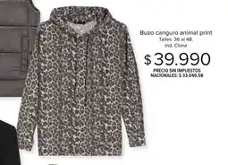 Carrefour Buzo canguro animal print oferta