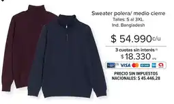 Carrefour Sweater polera/ medio cierre oferta