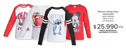Carrefour Tex remera manga larga estampada varias licencias oferta