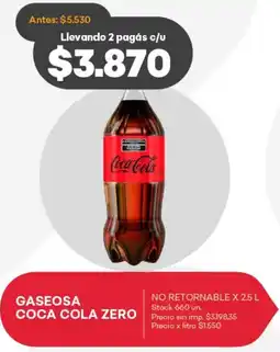 Supermercados Tadicor Coca cola zero no retornable oferta