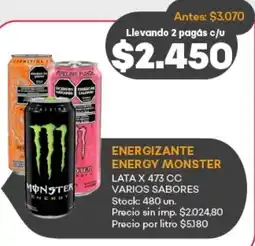 Supermercados Tadicor Monster energy lata varios sabores oferta