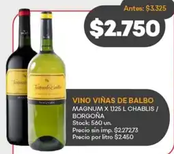 Supermercados Tadicor Vino viñas de balbo magnum borgoña oferta
