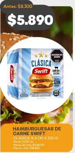 Supermercados Tadicor Swift hamburguesas de carne clásica oferta
