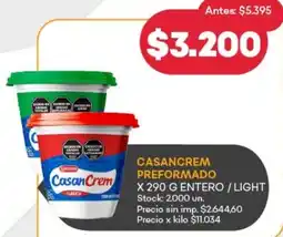 Supermercados Tadicor Casancrem preformado entero / light oferta