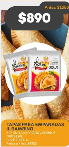 Supermercados Tadicor Tapas para empanadas bambino oferta