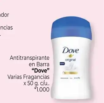 Dove Antitranspirante en Barra varias fragancias x 50g. c/u.