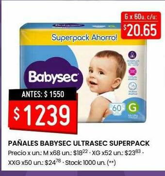 Changomas Pañales Babysec Ultrasec Superpack oferta