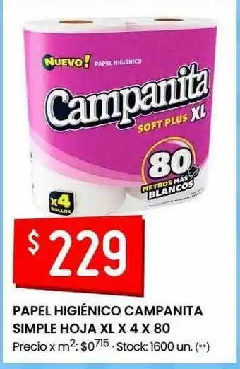 Changomas Papel Higiénico Campanita Simple Hoja oferta