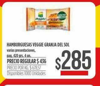 Supermercados Vea Hamburguesas Veggie Granja Del Sol oferta