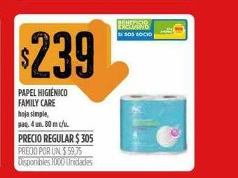 Supermercados Vea Papel Higiénico Family Care oferta