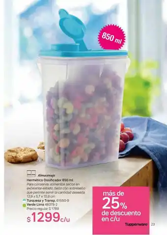 Almacenaja Hermético Dosificador 850 Ml