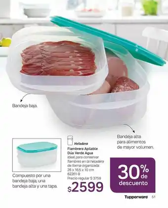 Tupperware Heladera Fiambrera Apilable Dúo Verde Agua 30% De Descuento oferta