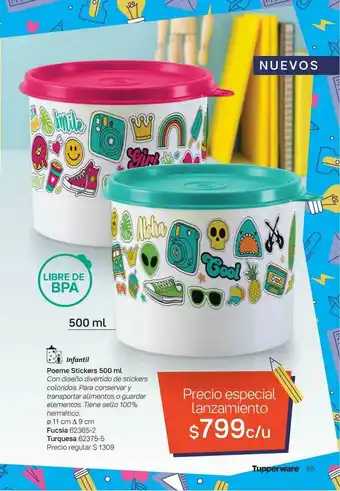 Tupperware Infantil Poeme Stickers 500 Ml oferta