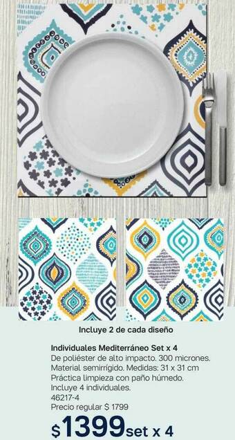 Tupperware Individuales Mediterráneo Set X 4 oferta