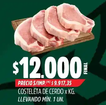 Supermercados Yaguar Costeleta de cerdo oferta