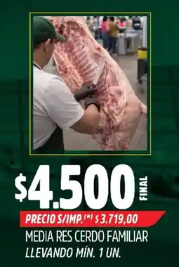 Supermercados Yaguar Media res cerdo familiar oferta