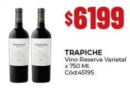 Diarco Trapiche vino reserva varietal oferta