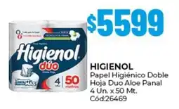 Diarco Higienol papel higiénico doble hoja duo aloe panal oferta