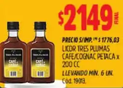 Supermercados Yaguar Cafe/cognac petaca licor tres plumas oferta