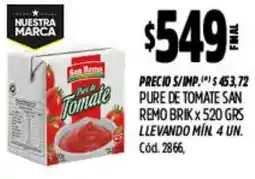 Supermercados Yaguar San remo pure de tomate brik oferta