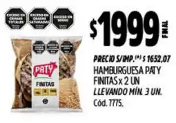 Supermercados Yaguar Paty hamburguesa finitas oferta