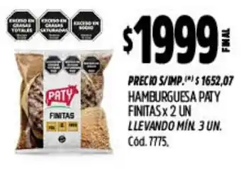 Supermercados Yaguar Paty hamburguesa finitas oferta