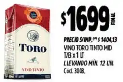 Supermercados Yaguar Toro vino tinto mid t/b oferta
