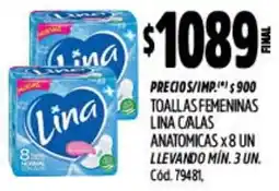 Supermercados Yaguar Lina toallas femeninas calas anatomicas oferta