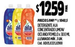 Supermercados Yaguar Ala detergente concentrado limon/ oceano/pomelo oferta