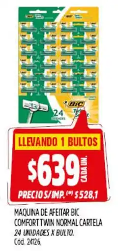 Supermercados Yaguar Bic maquina de afeitar comfort twin normal cartela oferta