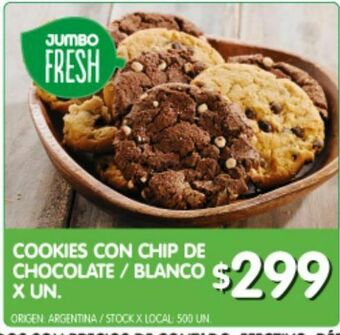Jumbo Cookies con chips de chocolate x un oferta