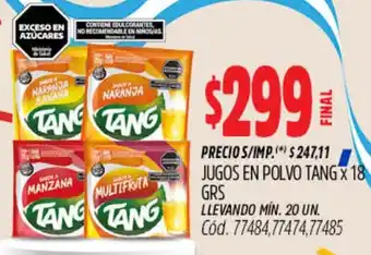 Supermercados Yaguar Tang jugos en polvo oferta