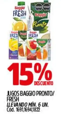 Supermercados Yaguar Baggio jugos pronto/ fresh oferta
