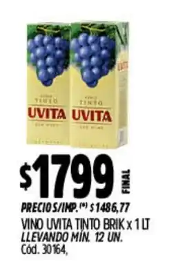 Supermercados Yaguar Uvita vino tinto brik oferta