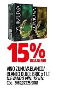 Supermercados Yaguar Zumuva vino blanco/ blanco dulce brik oferta