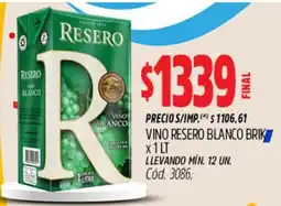 Supermercados Yaguar Resero vino blanco brik oferta
