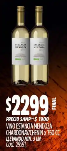 Supermercados Yaguar Estancia mendoza vino chardonay/chenin oferta