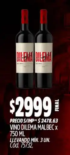 Supermercados Yaguar Dilema vino malbec oferta