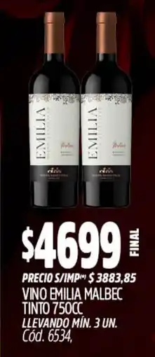 Supermercados Yaguar Emilia vino malbec tinto oferta