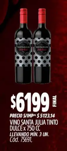 Supermercados Yaguar Santa julia vino tinto dulce oferta