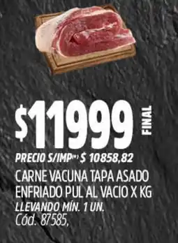 Supermercados Yaguar Vacuna carne tapa asado enfriado pul al vacio oferta
