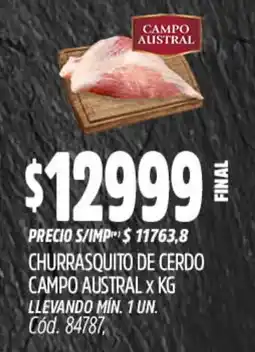Supermercados Yaguar Campo austral churrasquito de cerdo oferta