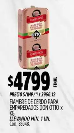 Supermercados Yaguar Don otto fiambre de cerdo para emparedados oferta