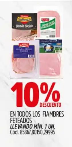 Supermercados Yaguar En todos los fiambres feteados oferta
