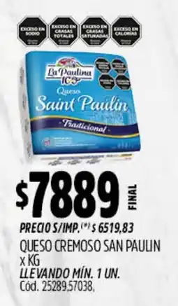 Supermercados Yaguar San paulin queso cremoso oferta
