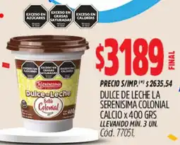 Supermercados Yaguar La serenisima dulce de leche colonial calcio oferta